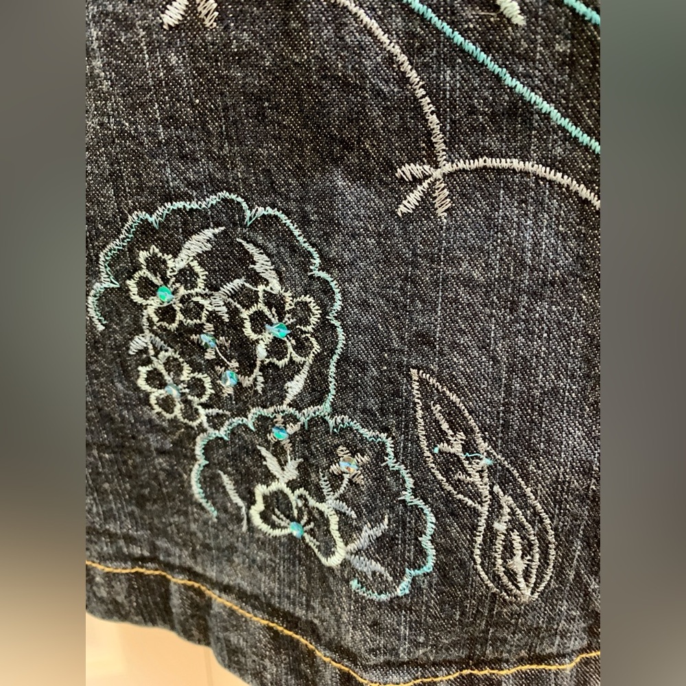 Tradition Country Collection Vintage Denim Jean Jacket Embroidered Sz XL Sequins - Picture 7 of 15
